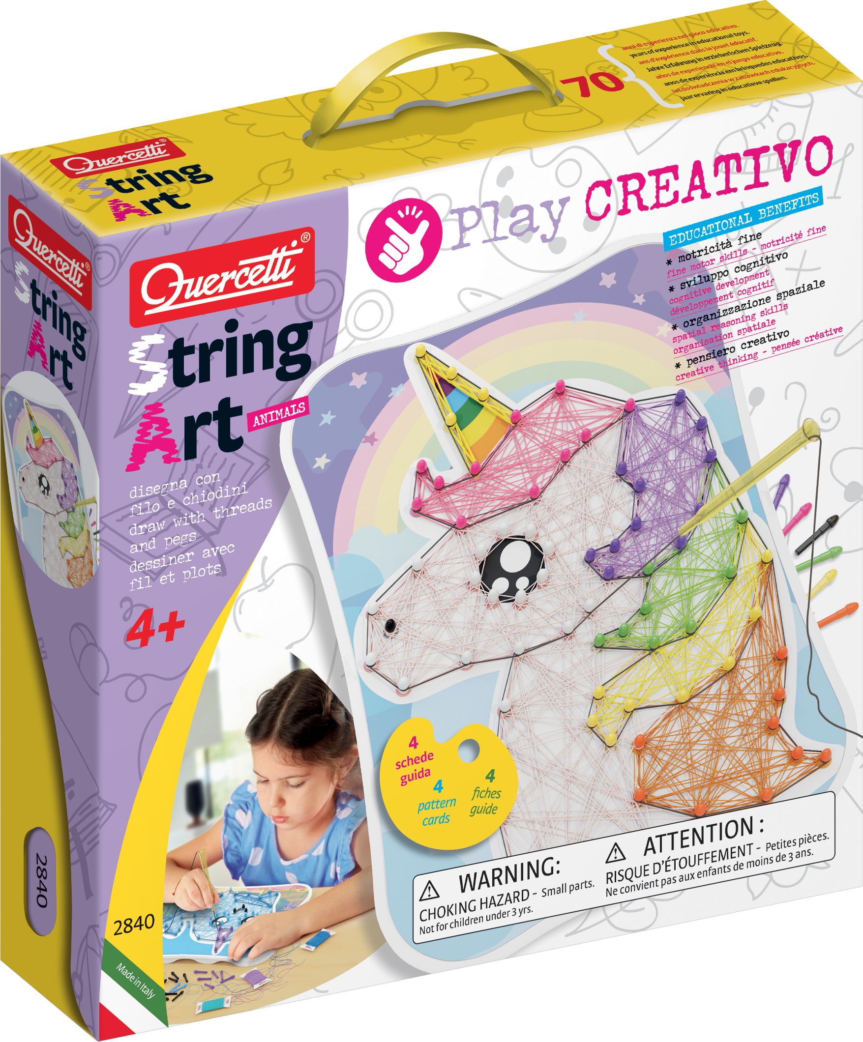 Quercetti Play Creativo String Art Animals – kreslení pomocí nití a kolíčků - obrázek 1