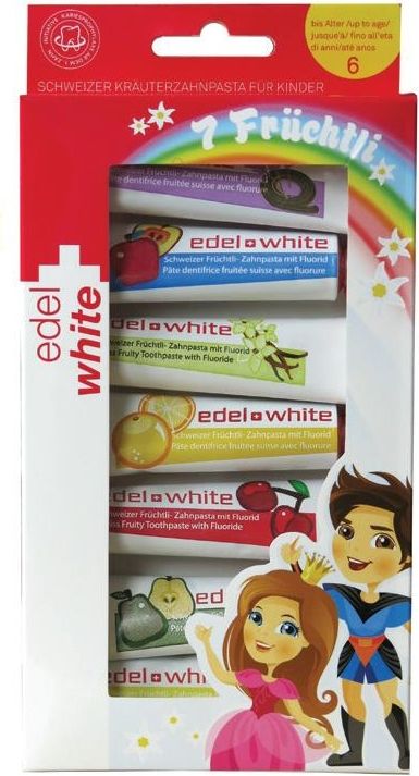 Edel+White Ovocné zubní pasty pro děti 7x9,3 ml - obrázek 1