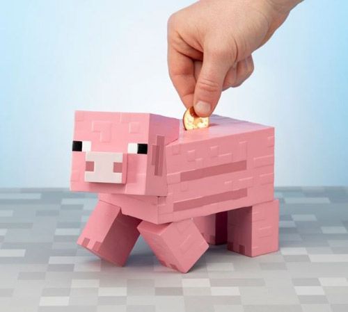 CurePink Plastová pokladnička Minecraft: 3D prasátko (19 cm) - obrázek 1
