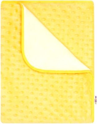 Baby Nellys Dětská luxusní oboustranná deka s minky 80x90 cm, žlutá/bílá - obrázek 1