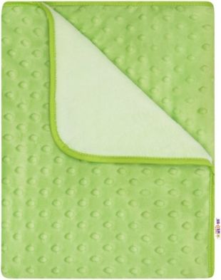 Baby Nellys Dětská luxusní oboustranná deka s minky 80x90 cm, zelená/krémová - obrázek 1