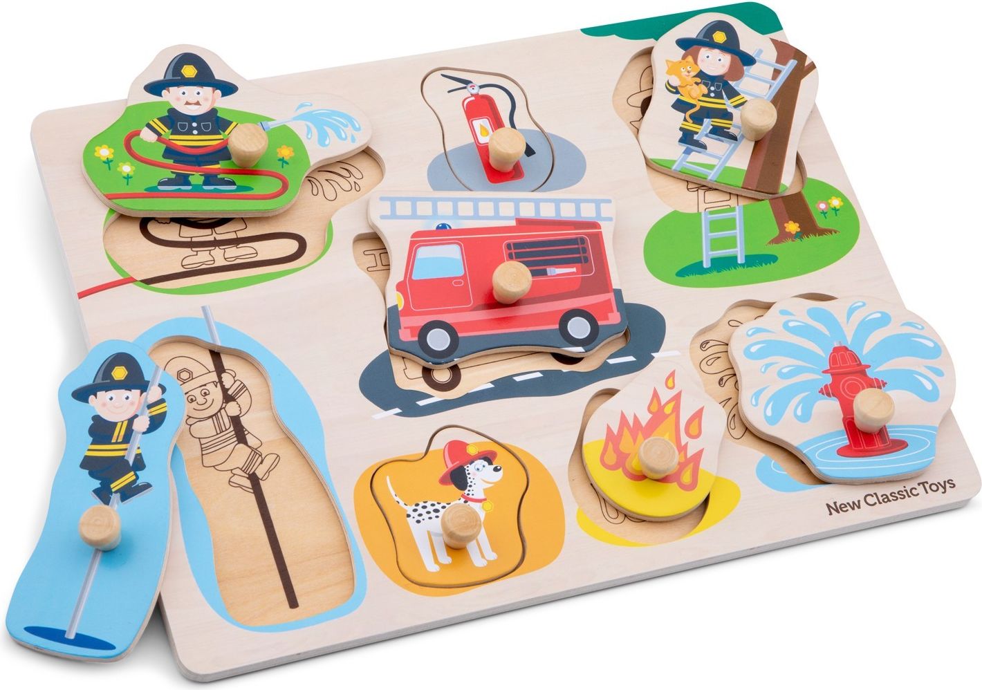 New Classic Toys Dřevěné vkládací puzzle hasiči - obrázek 1