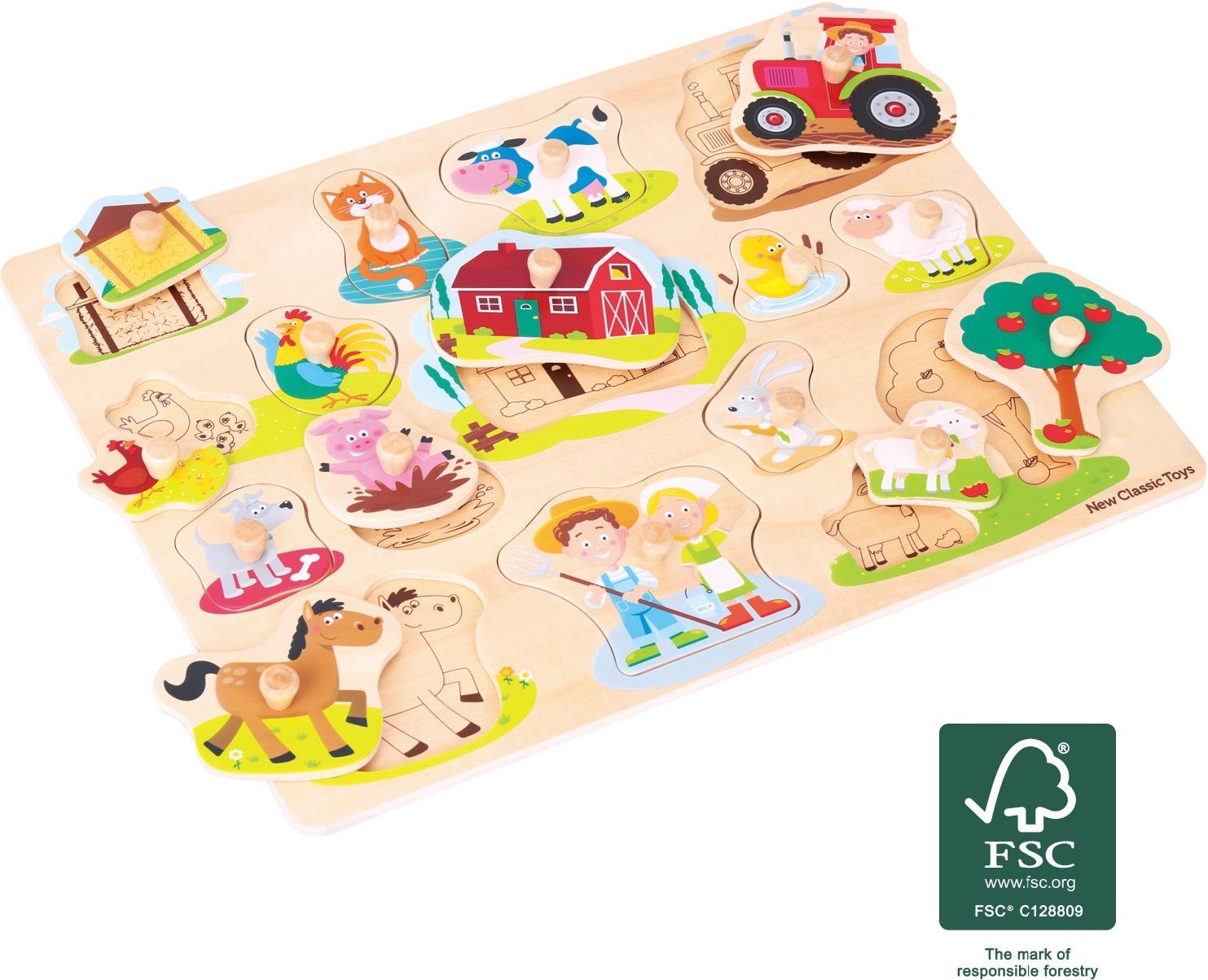 New Classic Toys Dřevěné vkládací puzzle farma - obrázek 1