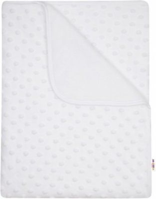 Baby Nellys Dětská luxusní oboustranná deka s minky 80x90 cm, bílá - obrázek 1