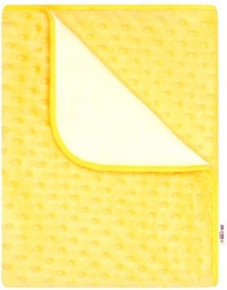 Baby Nellys Dětská luxusní oboustranná deka s minky 80x90 cm, žlutá/bílá - obrázek 1