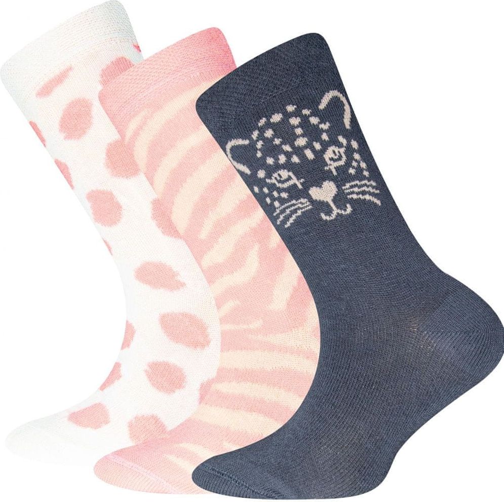 EWERS 3pack dívčích ponožek s kočkou 201280 35-38 růžová - obrázek 1