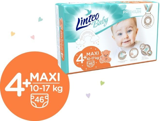 LINTEO Plenky Baby Prémium MAXI+ (10-17 kg) 46 ks - obrázek 1