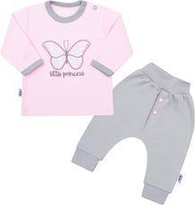 Souprava kojenecká 2-dílná bavlna - LITTLE PRINCESS růžovo-šedá - vel.80 - obrázek 1