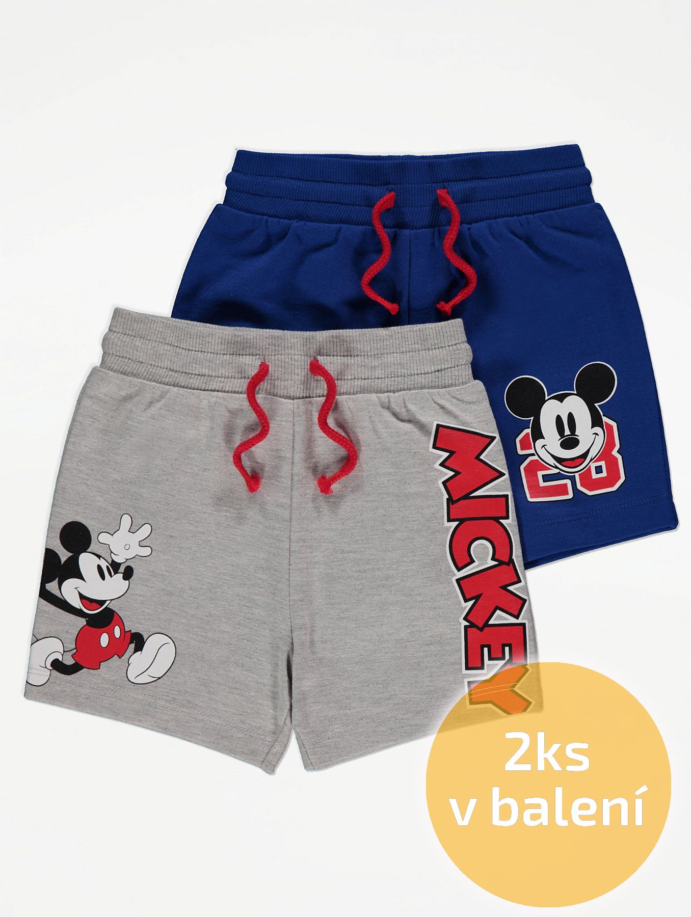Chlapecké kraťasy GEORGE, 2ks v balení, motiv Mickey Mouse Velikost: 80 - 86cm (12 - 18 měsíců) - obrázek 1