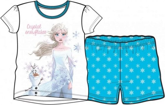 Sun City - Letní dívčí pyžamo s krátkým rukávem Ledové království / Frozen Elsa a Olaf - bílé 128 - obrázek 1