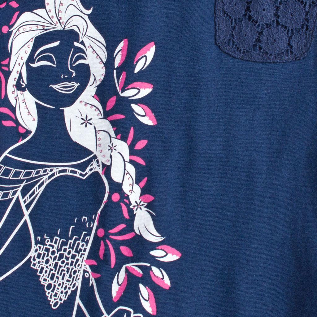 Dívčí tričko s krajkou DISNEY FROZEN ELSA tmavě modré Velikost: 104 - obrázek 2