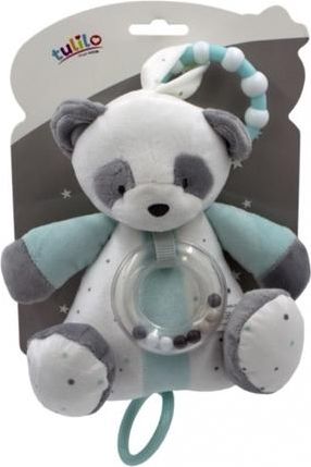 Tulilo Závěsná plyšová hračka s chrastítkem Medvídek Panda, 18 cm - tyrkysový - obrázek 1
