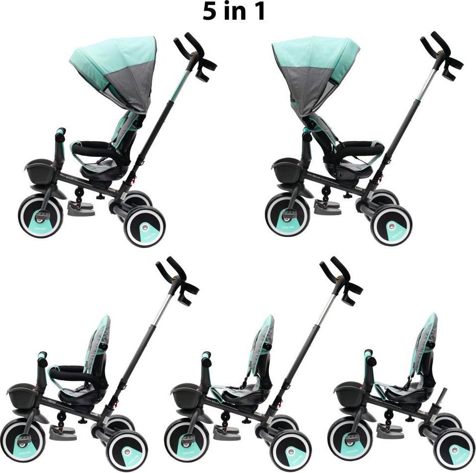 Dětská tříkolka Baby Mix 5v1 RELAX 360° Varianta: mátová - zelená - obrázek 21