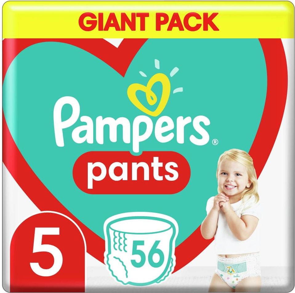Pampers Plenkové Kalhotky Pants Velikost 5, 56 ks, 12-17 kg - obrázek 1