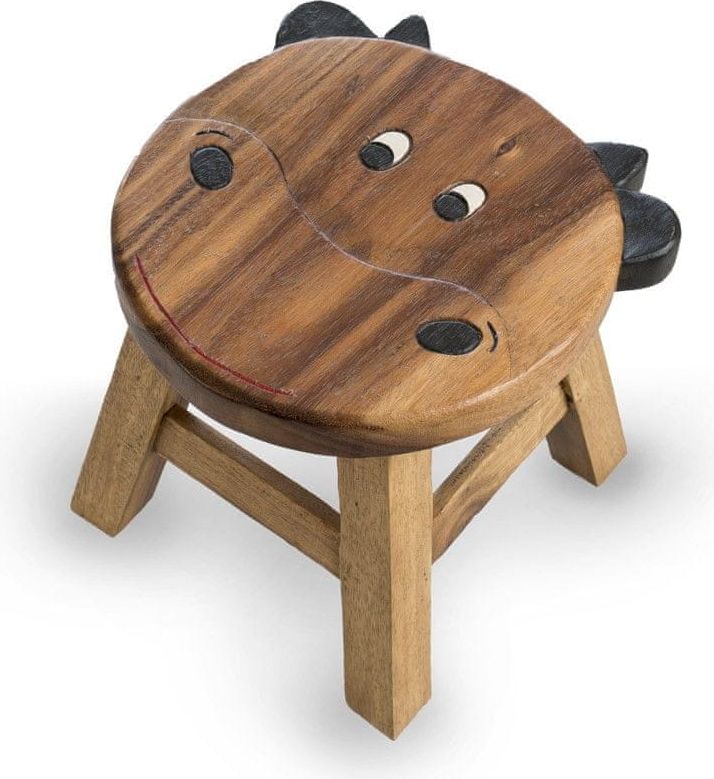 Dárky z Thajska Dřevěná stolička - KRAVIČKA TVAROVANÁ - obrázek 1
