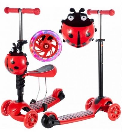 Tulimi Dětská koloběžka 2v1 Ladybird, červená