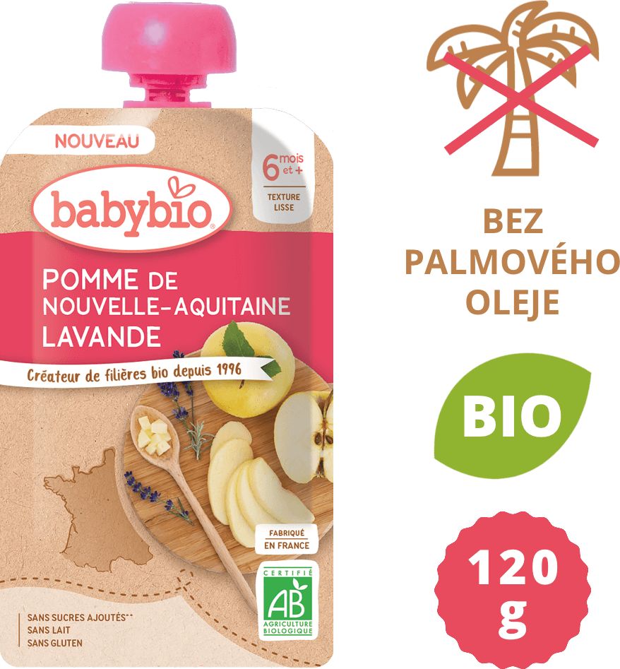 Ovocná kapsička jablko a levandule 120 g Babybio - obrázek 1