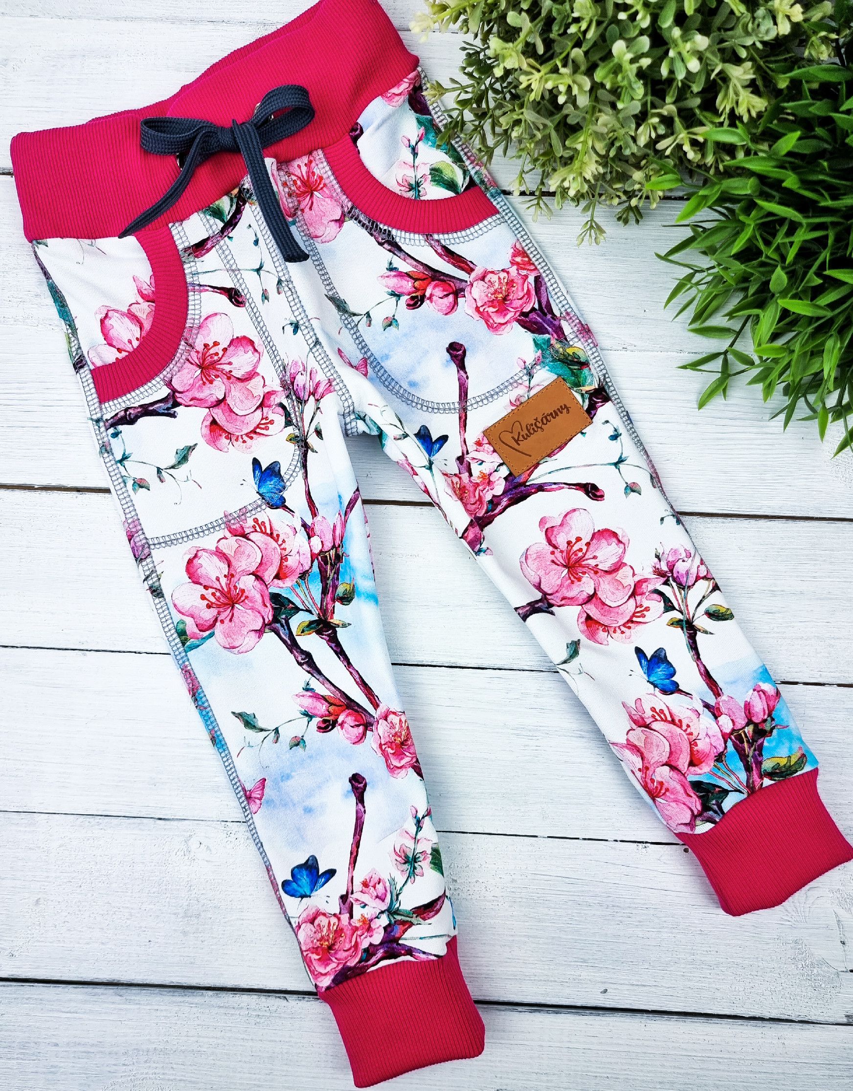 Kulišárny (handmade) Tepláčky ,,CHERRY,, violet VELIKOST: 86-92 - obrázek 2