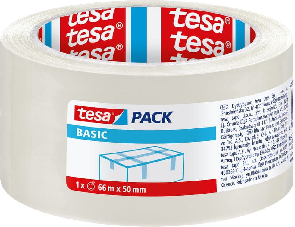 Tesa Balicí páska BASIC, základní, transparentní, 66m:50mm, 6pack - obrázek 1