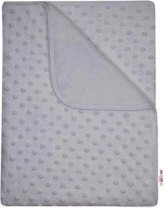 Baby Nellys Dětská luxusní oboustranná deka s minky 80x90 cm, šedá - obrázek 1