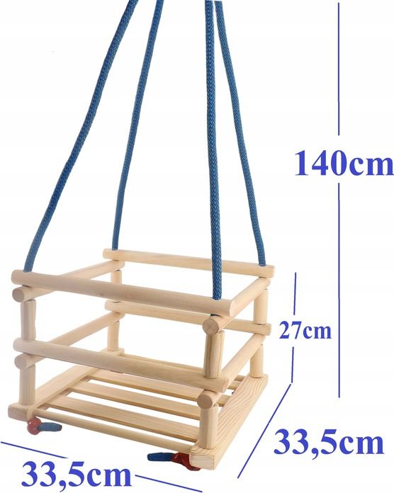 Dřevěná dětská houpačka - modrá - obrázek 5