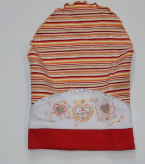 Dívčí letní čepička, Fido, proužkovaný šátek srdíčko Výprodej - obrázek 1