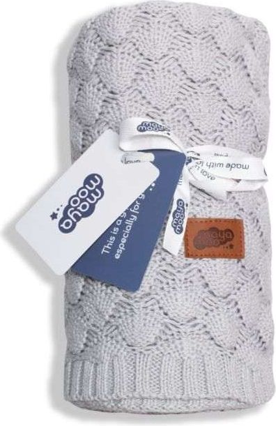 DETEXPOL Pletená bavlněná deka do kočárku světle šedá Bavlna, 80/100 cm - obrázek 1