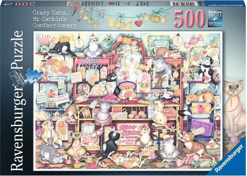 RAVENSBURGER Puzzle Crazy Cats: Cukrárna pana Catkina 500 dílků - obrázek 2