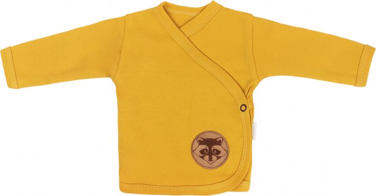 Mamatti Mamatti Novorozenecká bavlněná košilka zapínání bokem, Mýval - hořčicová - obrázek 1