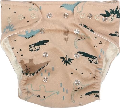 Mamatti Mamatti Látková plenka EKO sada - kalhotky 2 x plenka, Dinosaurus, vel. 3-8 kg, krémová - obrázek 1