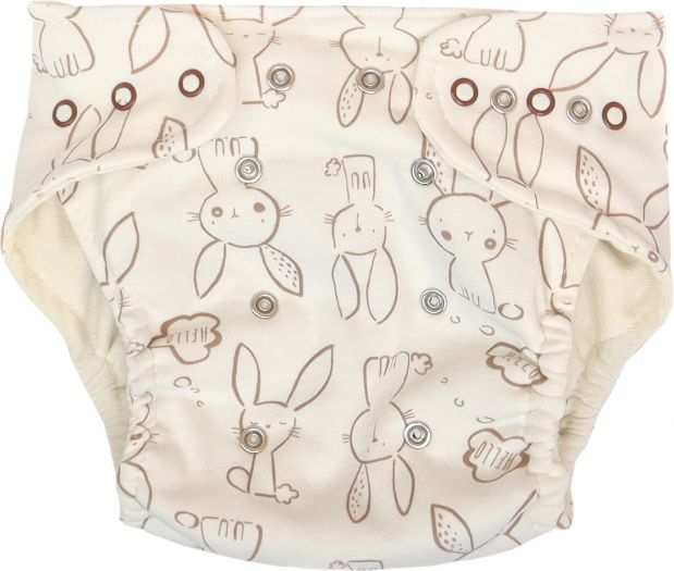Mamatti Mamatti Látková plenka EKO sada - kalhotky 2 x plenky, Králíček, vel. 5 - 14 kg, krémová - obrázek 1