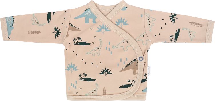 Mamatti Mamatti Kojenecká bavlněná košilka zap. bokem, Dinosaurus, krémová s potiskem, vel. 62 - obrázek 1
