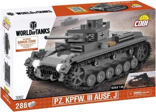Cobi 3062 World Of Tanks Pz. Kpfw. III Ausf. J, 1:48, 286 k - obrázek 1