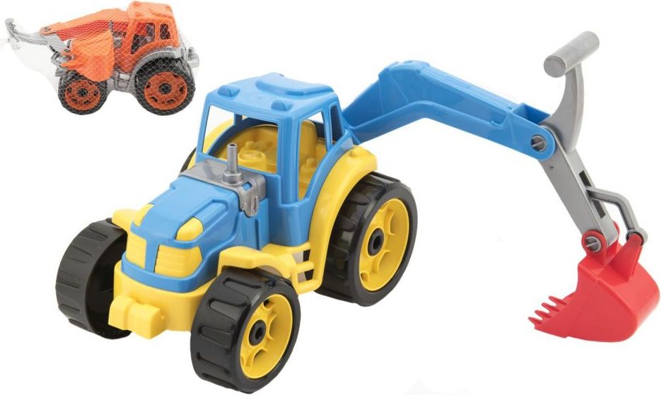Traktor se lžící plast 16 x 24 cm, 2 barvy v síťce - obrázek 1