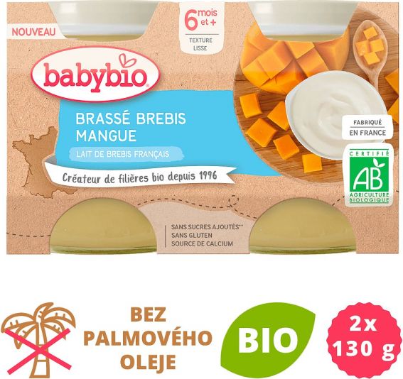 BabyBio Brassé z ovčího mléka mango 2x130 g - obrázek 1