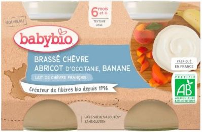 BabyBio Brassé  z kozího mléka meruňka banán 2x130 g - obrázek 1