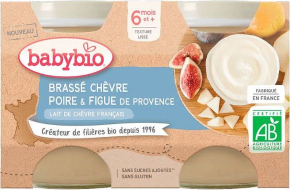 BabyBio Brassé  z kozího mléka hruška fík 2x130 g - obrázek 1