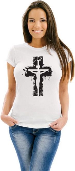STRIKER Dámské tričko Ježíš na kříži černý Barva: Bílá, Velikost: L - obrázek 1