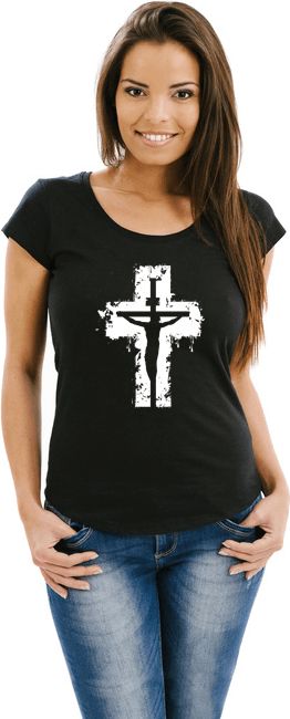 STRIKER Dámské tričko Ježíš na kříži černý Barva: Černá, Velikost: XL - obrázek 1