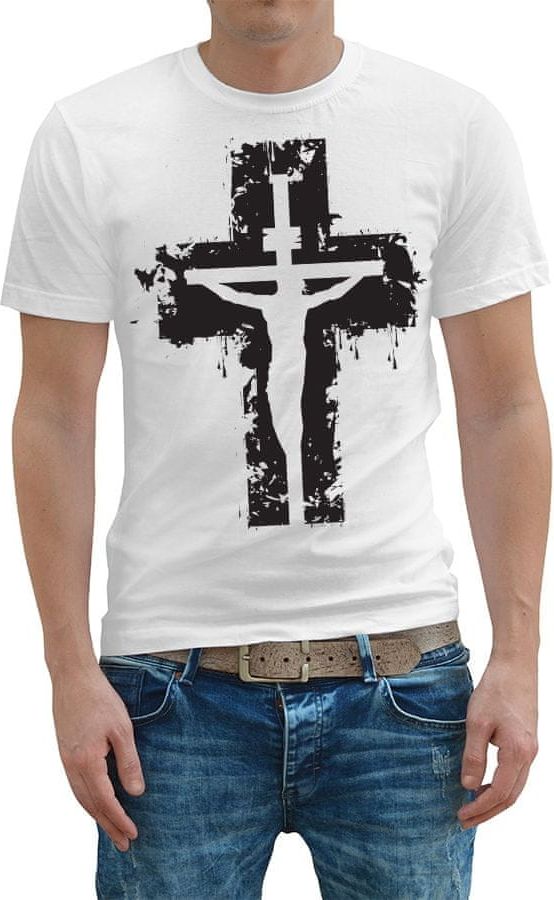 STRIKER Tričko Ježíš na kříži černý Barva: Bílá, Velikost: XXL - obrázek 1