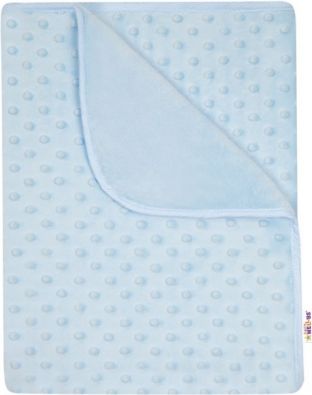 Baby Nellys Dětská luxusní oboustranná deka s minky 80x90 cm, modrá - obrázek 1
