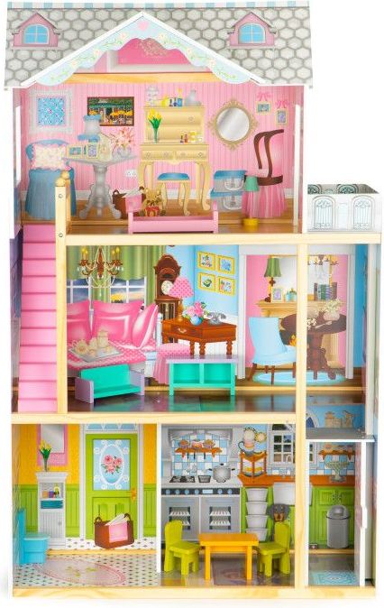 Mamido  Velký dřevěný domeček pro panenky s výtahem a nábytkem - obrázek 1