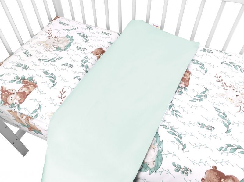 Baby Nellys 2-dílné bavlněné povlečení, LULU NATURAL - mátová - 135x100 - obrázek 1