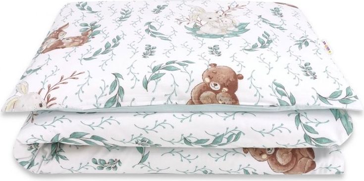 Baby Nellys 2-dílné bavlněné povlečení, LULU NATURAL - mátová - 135x100 - obrázek 2