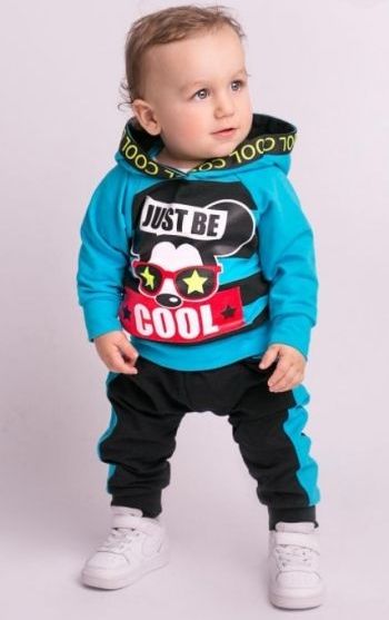 G-baby Stylová bavlněná tepláková souprava Niko - tyrkys/černá - 74 (6-9m) - obrázek 2
