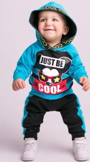 G-baby Stylová bavlněná tepláková souprava Niko - tyrkys/černá - 74 (6-9m) - obrázek 3