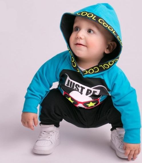 G-baby Stylová bavlněná tepláková souprava Niko - tyrkys/černá - 74 (6-9m) - obrázek 4
