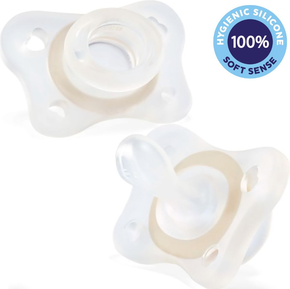 CHICCO Šidítko celosilikonové Mini Soft noční neutral 2 ks, 2-6m - obrázek 1