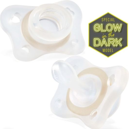 CHICCO Šidítko celosilikonové Mini Soft noční neutral 2 ks, 2-6m - obrázek 2