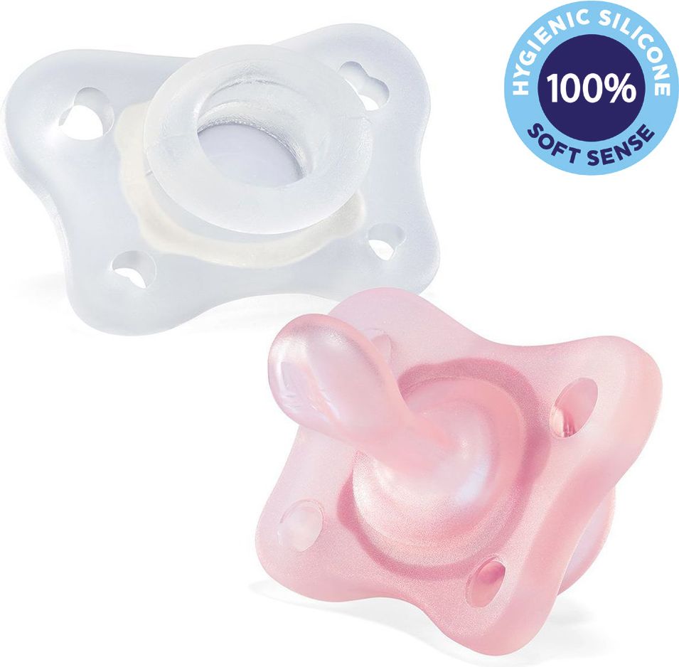 CHICCO Šidítko celosilikonové Mini Soft dívka 2 ks, 0-2m - obrázek 1